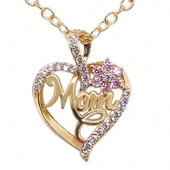 Jewelry - Mother’s Day Gift Necklace- Heart Shaped Flower Mom Pendant & Butterfly Gift Box